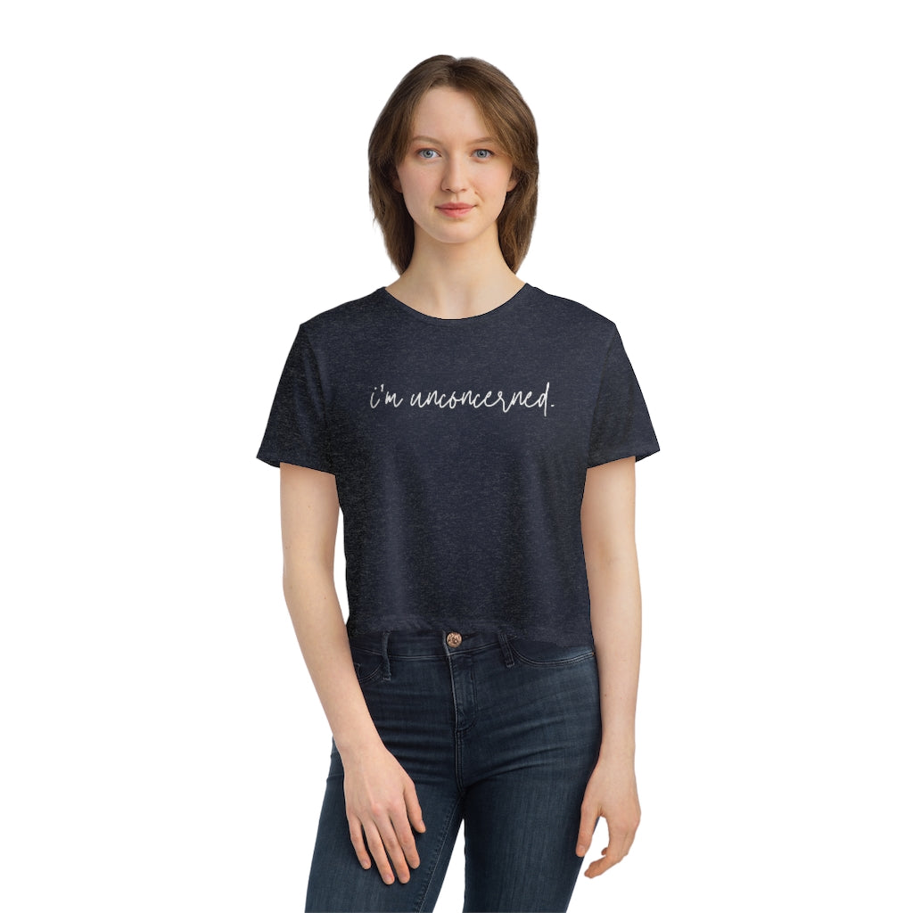 "I'm unconcerned" Women's Flowy Cropped Tee