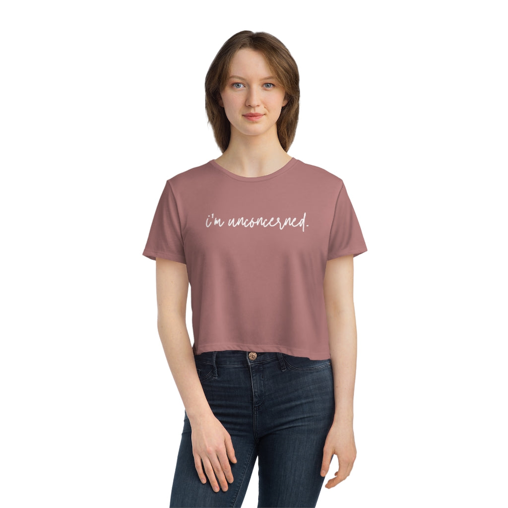 "I'm unconcerned" Women's Flowy Cropped Tee