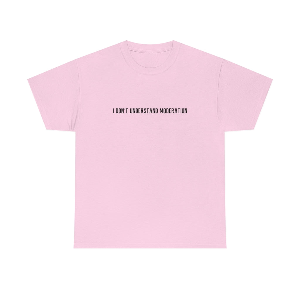 "I Don't Understand Moderation" Unisex Heavy Cotton Tee